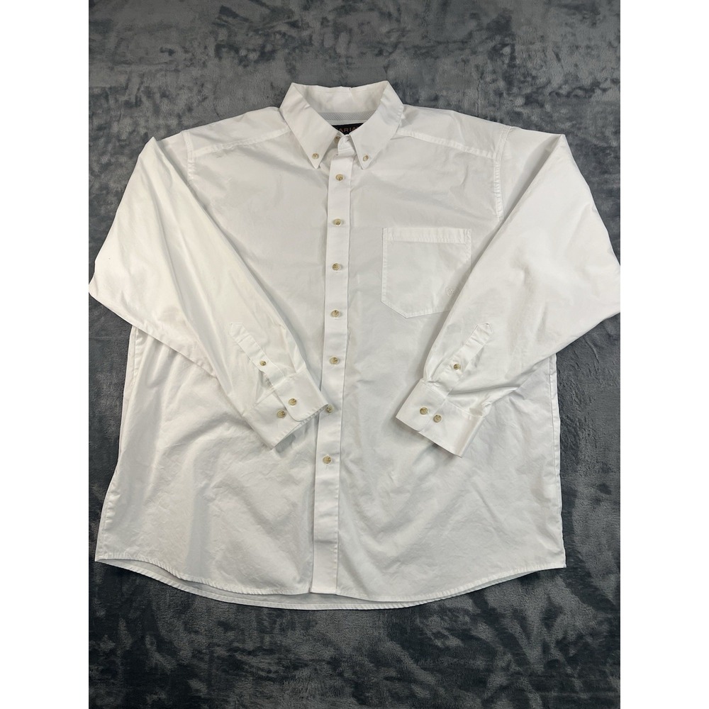 Ariat Pro Series Mens XXL White Long Sleeve Button Front Western Shirt 10010652